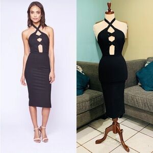 Madame X Black Women Open Back Black Luxury Night Out Dress Size XS MSRP $290